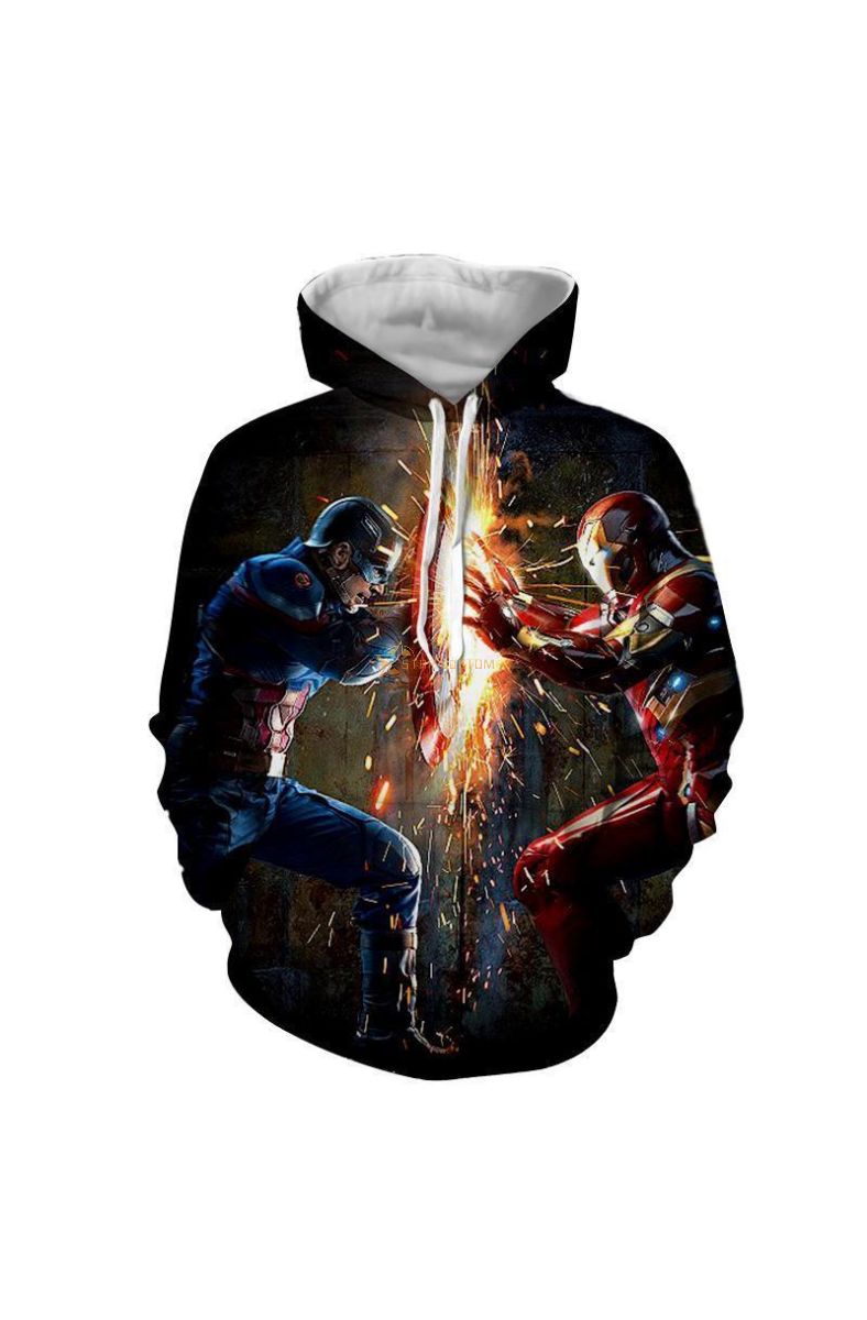 Avengers The Avengers Captain Ame Marvel Inspired Hoodie Black Classic Fit