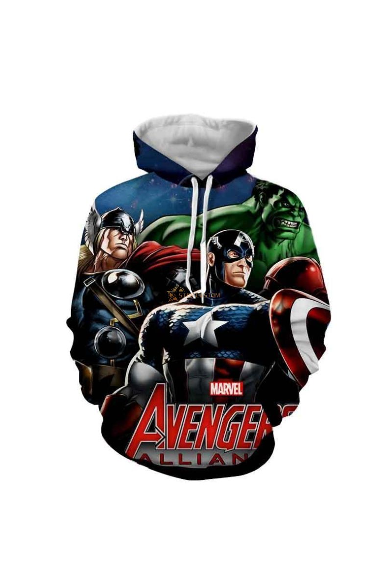Avengers The Avengers Captain Am Marvel Inspired Hoodie Black