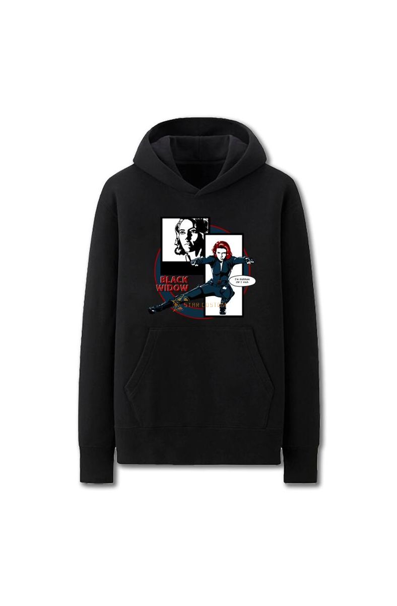 Avengers Solid Color Black Widow Marvel Inspired Hoodie Solid Black Urban Style