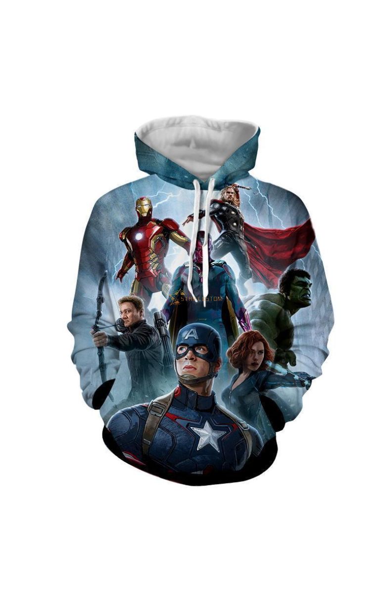 Avengers The Avengers Iron Man Ca Marvel Inspired Hoodie Blue