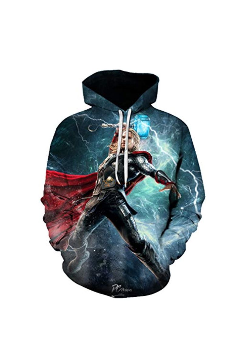 Thor Print Long Sleeve Pullov Marvel Inspired Hoodie