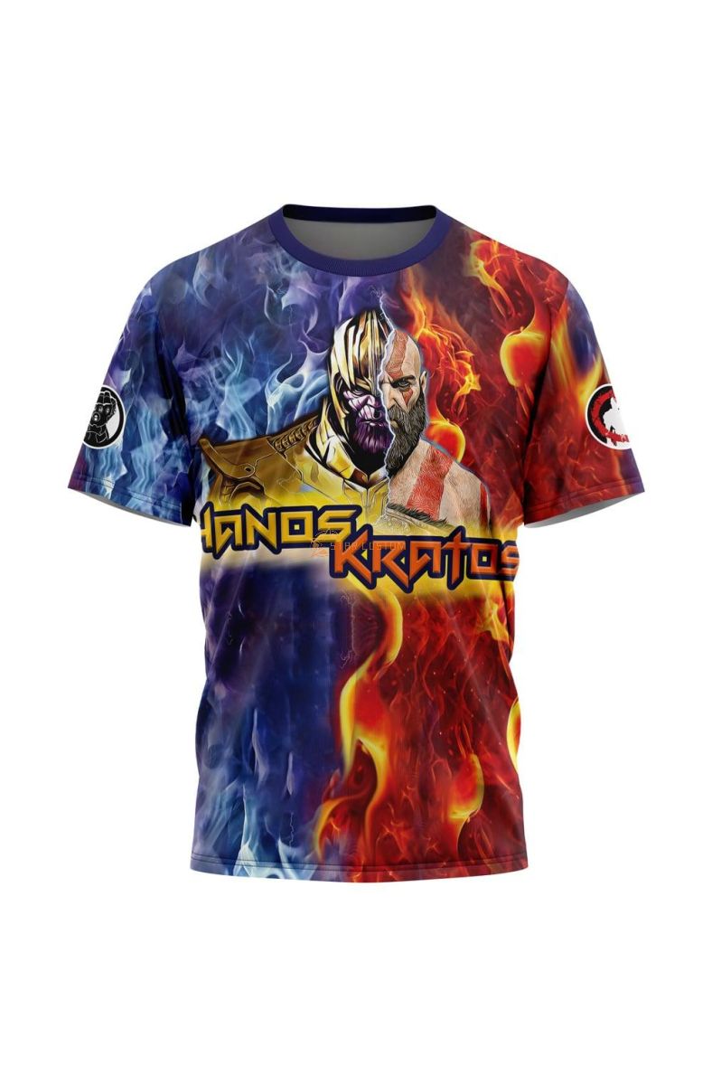 Tripping Thanos and Kratos Marvel T-Shirt