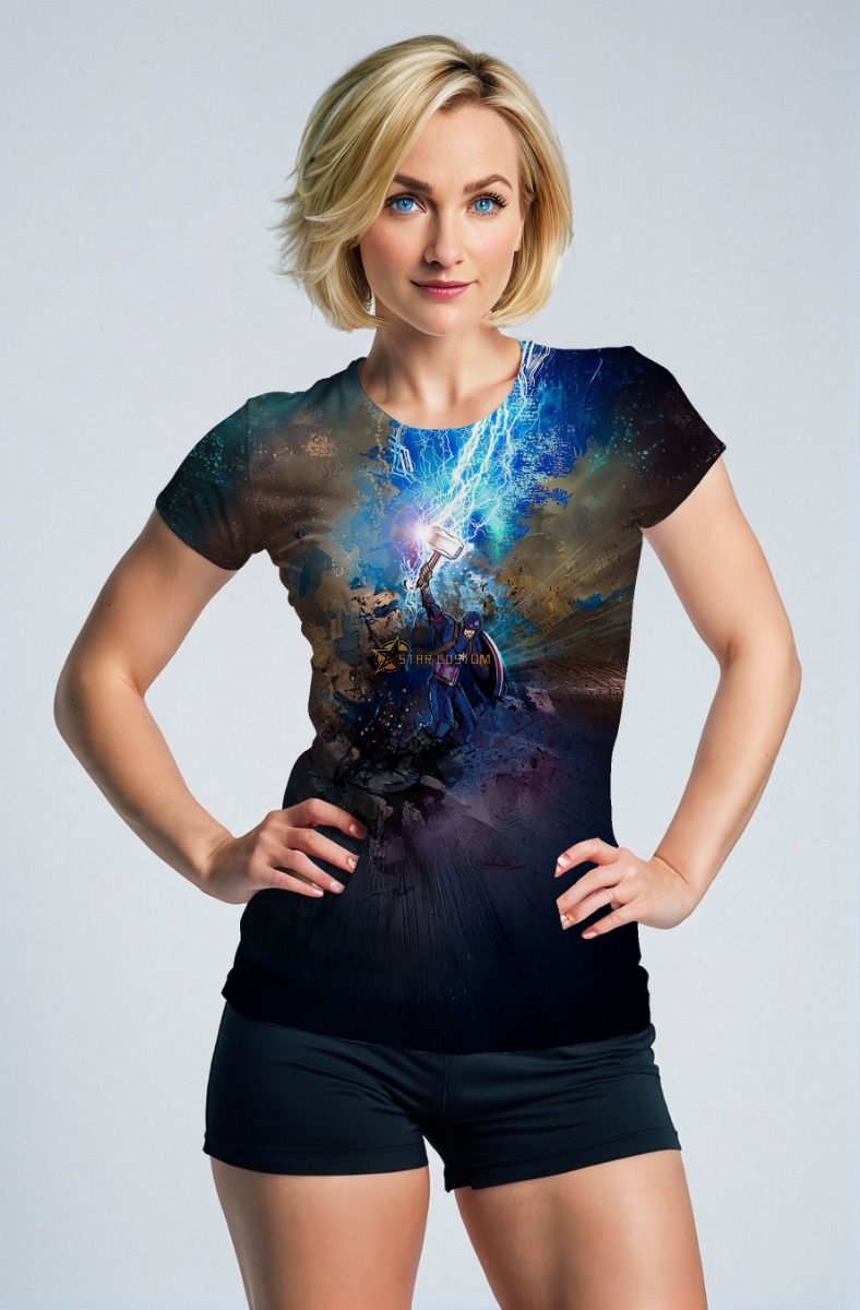 Dark Blue Captain America Mjolnir T‑Shirt