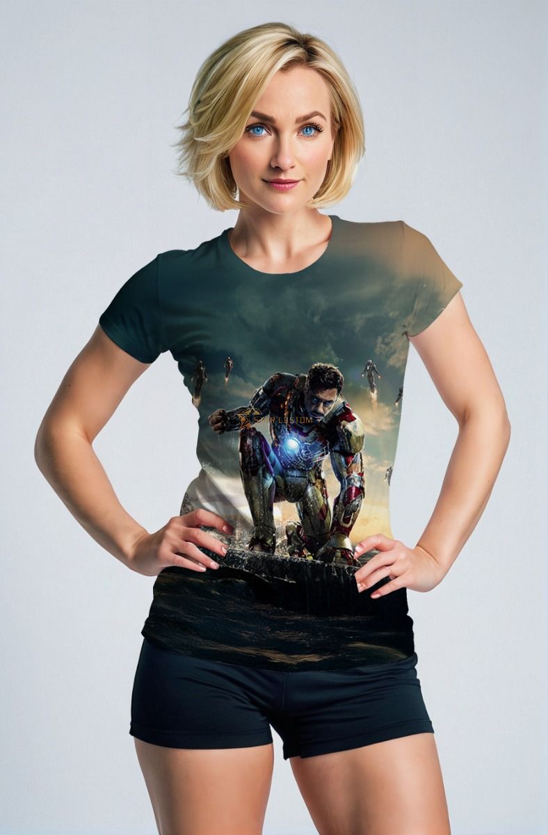  Iron Man Armor Graphic T‑Shirt – Dark Green & Black