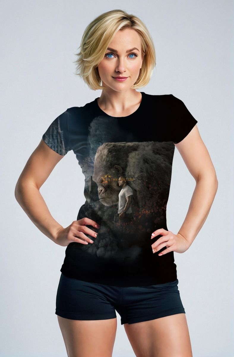 Black Giant Ape Cityscape Graphic T‑Shirt