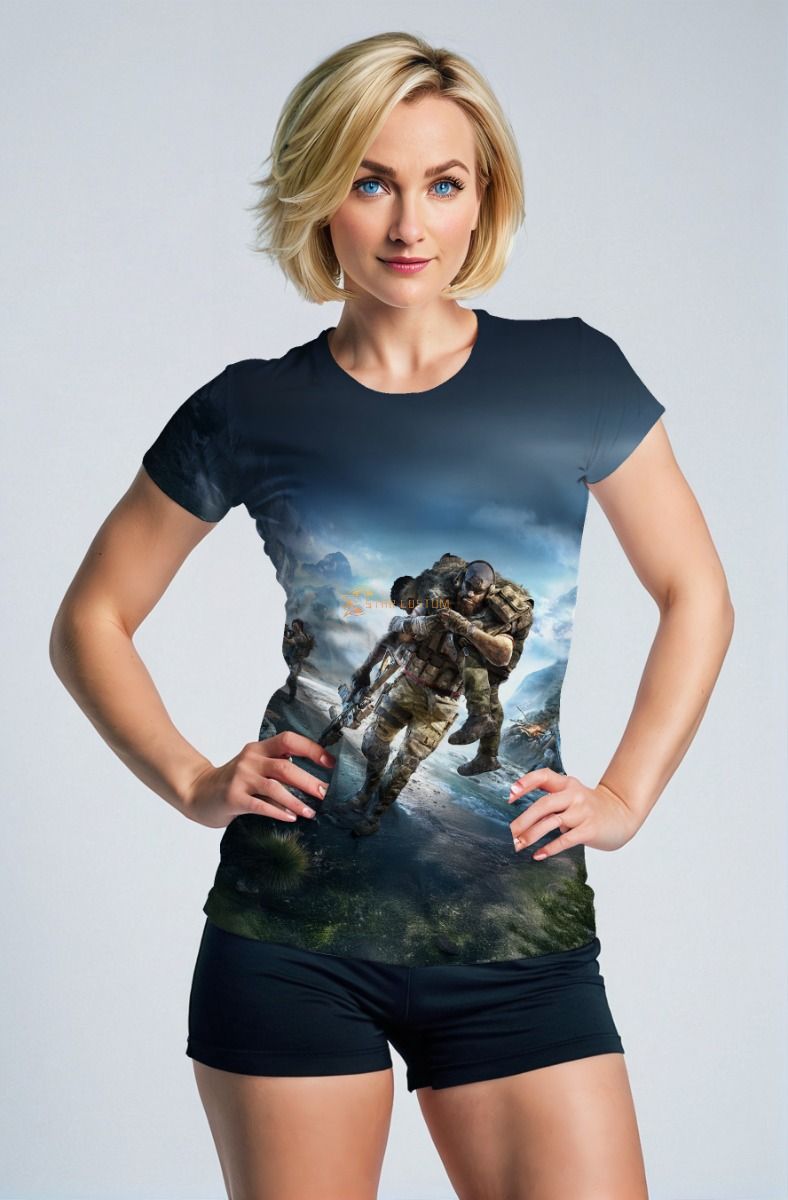 Blue‑Black Tactical Rescue Graphic T‑Shirt