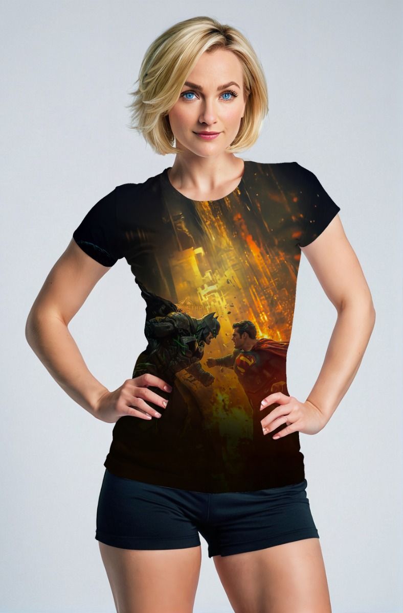  Black & Orange Batman vs Superman Graphic T‑Shirt