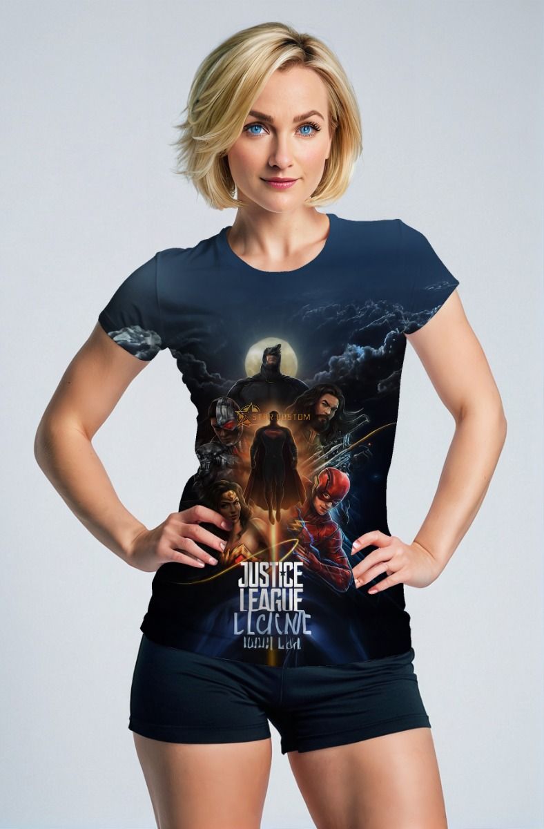 Dark Blue Justice League Graphic T‑Shirt