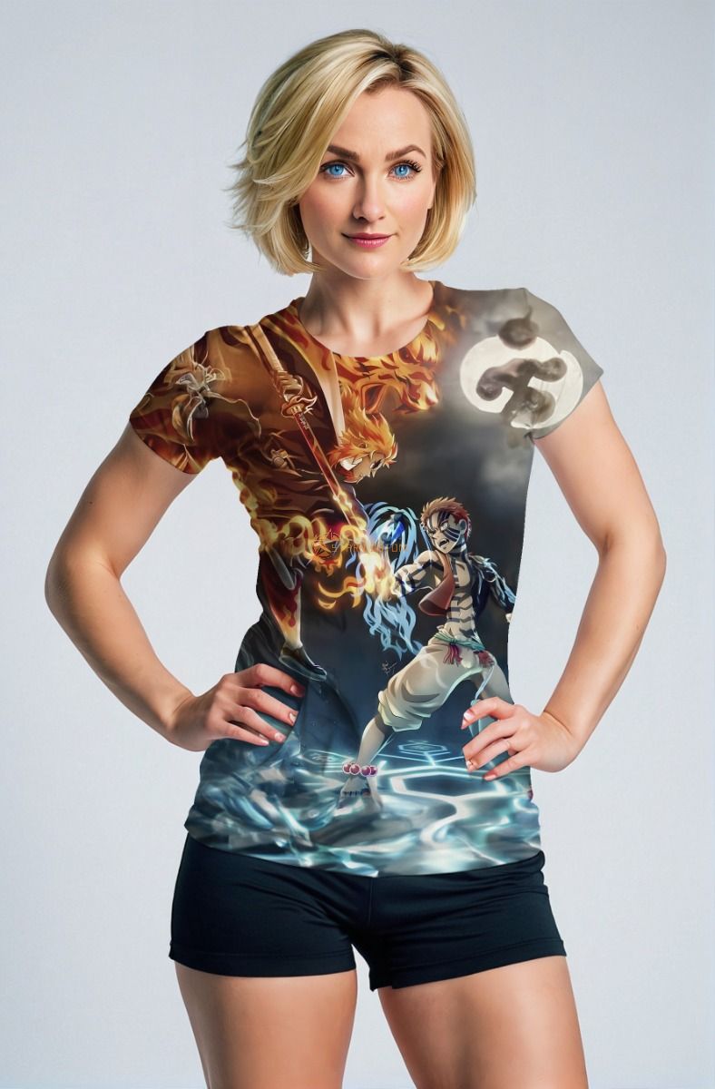 Brown & Blue Anime Battle T‑Shirt