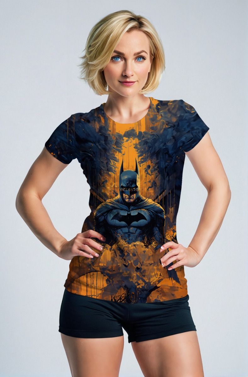 Dark Blue & Orange Batman Graphic T‑Shirt