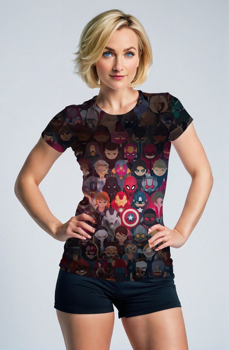 Dark Multicolor Marvel Heroes Graphic T‑Shirt