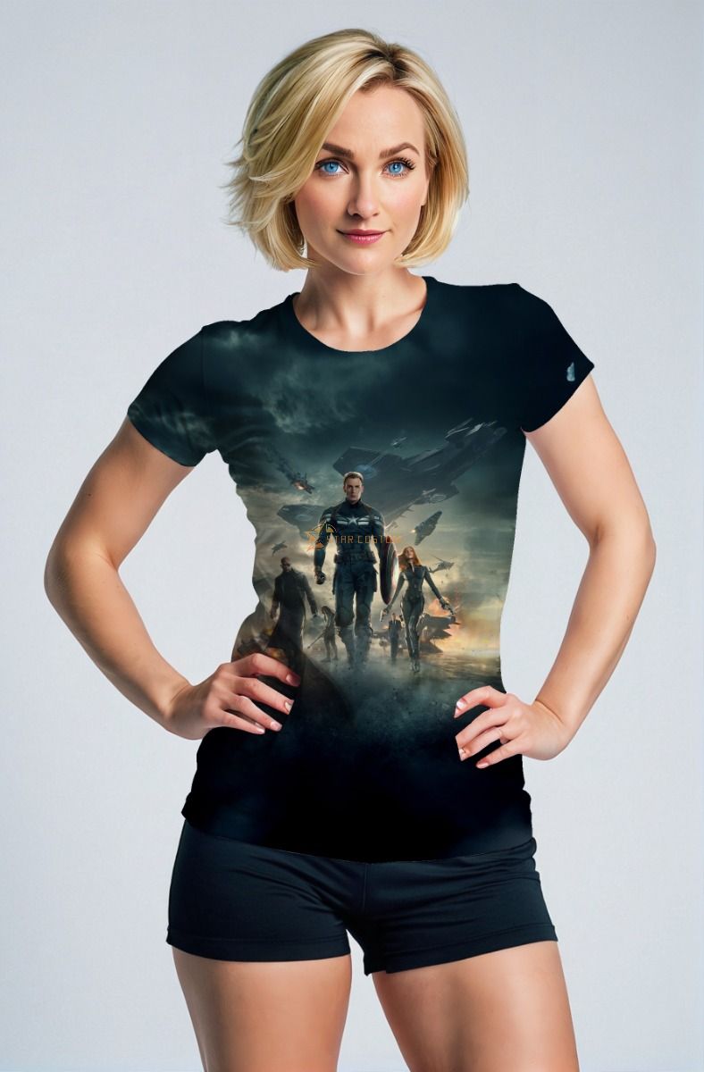Dark Green Captain America Avengers Graphic T‑Shirt