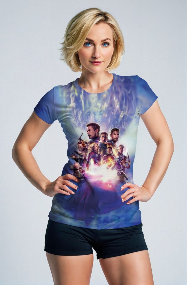 Bright Blue Avengers Endgame Graphic T‑Shirt