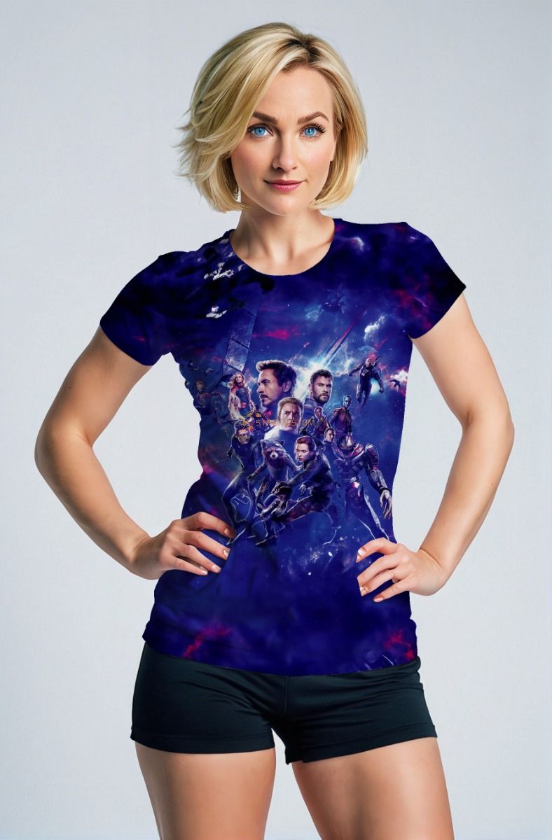 Dark Blue Avengers Galaxy Graphic T‑Shirt