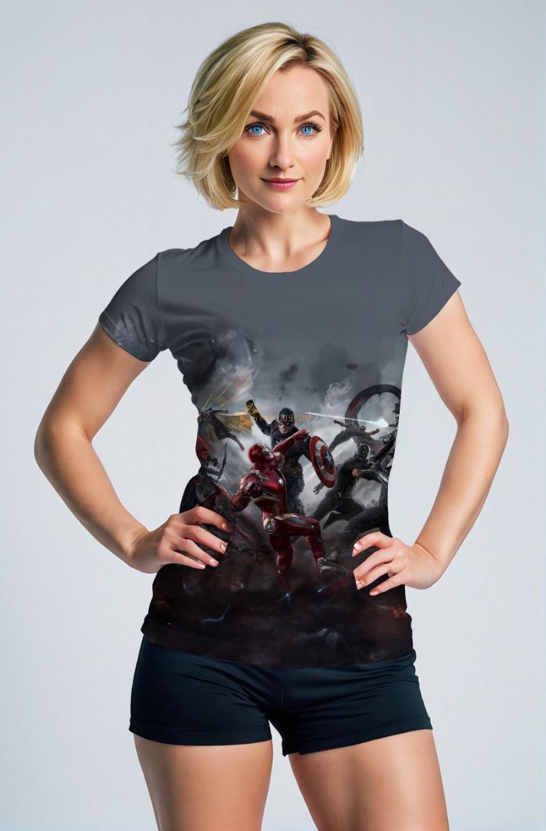 Gray Avengers Battle Scene T‑Shirt