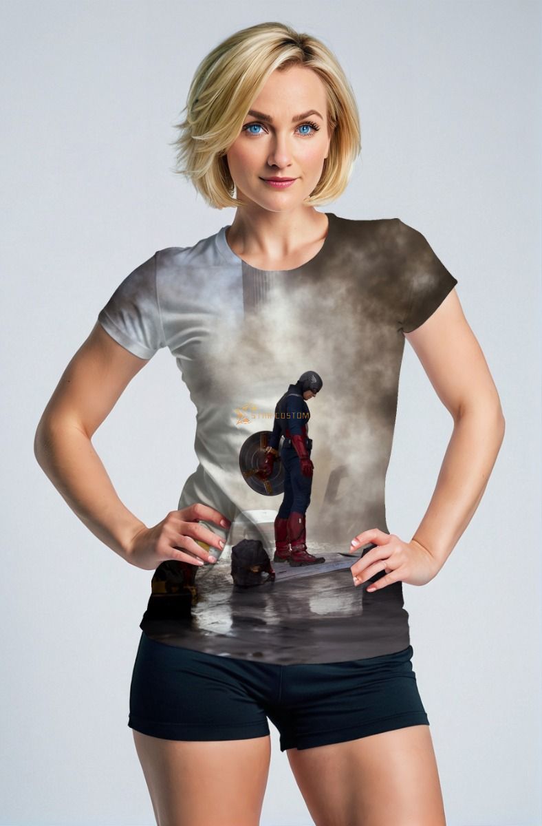 Gray Captain America Battle T‑Shirt