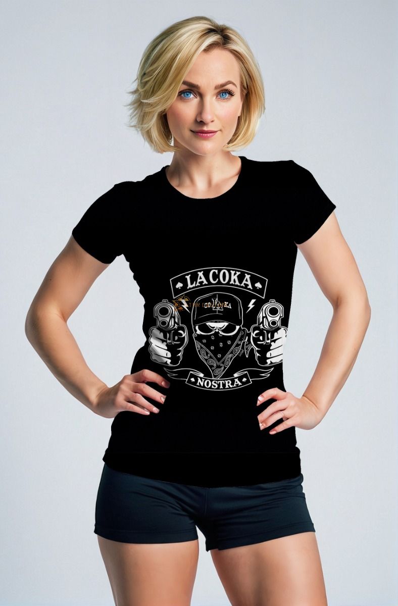 Lacoka Nostra Graphic Apparel – Black Short Sleeve T‑Shirt