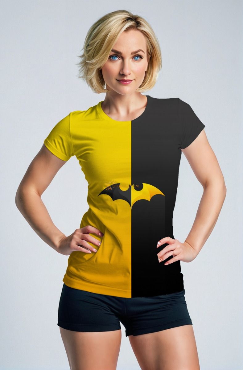 Superhero Bat Logo Graphic Apparel – Yellow & Black T‑Shirt
