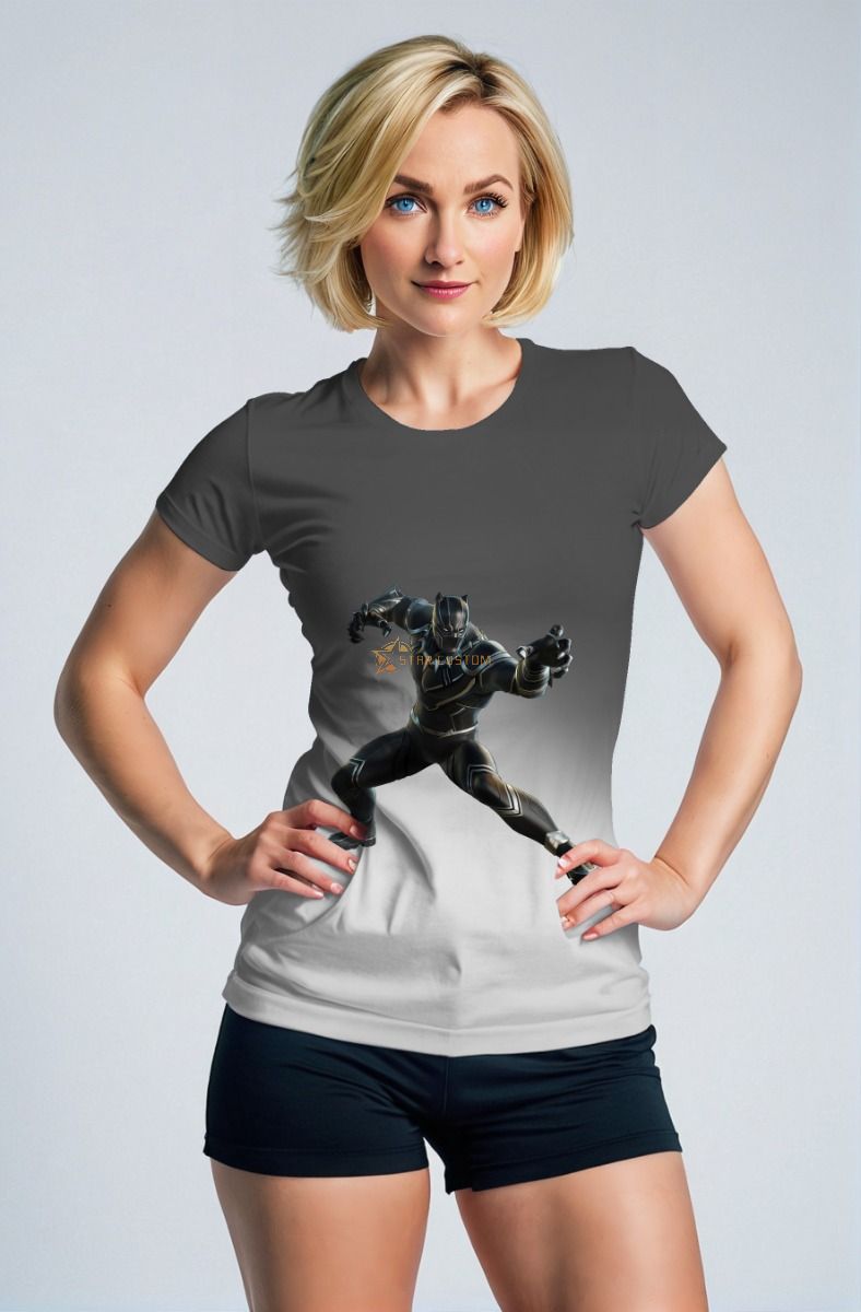 Black Panther Shadow Pounce Graphic T‑Shirt – Charcoal Black
