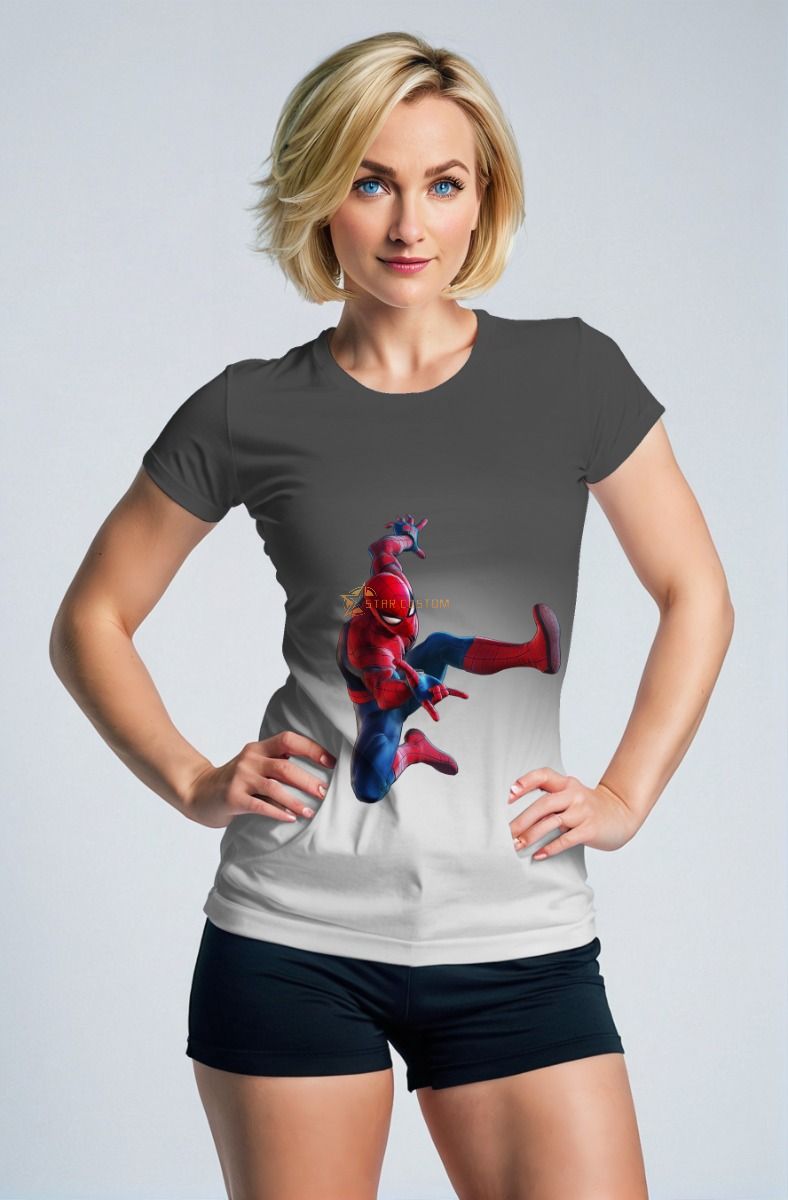 Gray & White Spider‑Man Graphic T‑Shirt – Dynamic Hero Leap