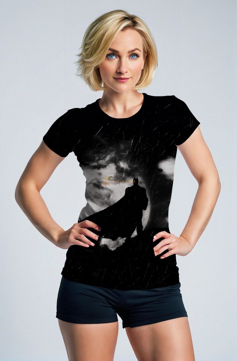 Black Dark Knight Silhouette Graphic T‑Shirt – Bold Minimalist Hero Style