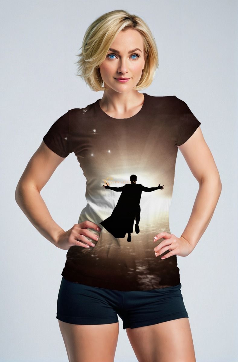 Brown Heroic Silhouette Graphic T‑Shirt – Epic Sunset Flight