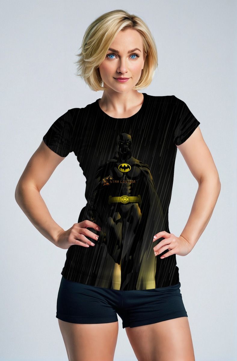 Black Batman Rain Graphic T‑Shirt – Dark Knight Iconic Style