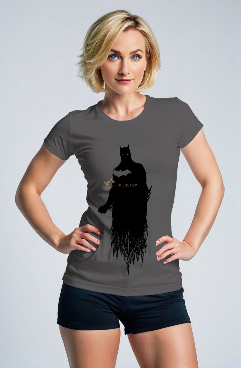 Dark Gray Batman Silhouette Graphic T‑Shirt – Minimalist Hero Tee