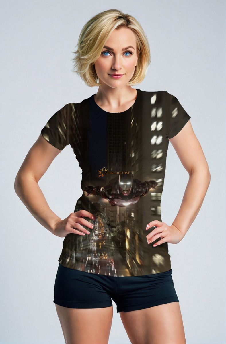 Iron Man Skyline Flight T‑Shirt – Black Heroic Graphic Tee