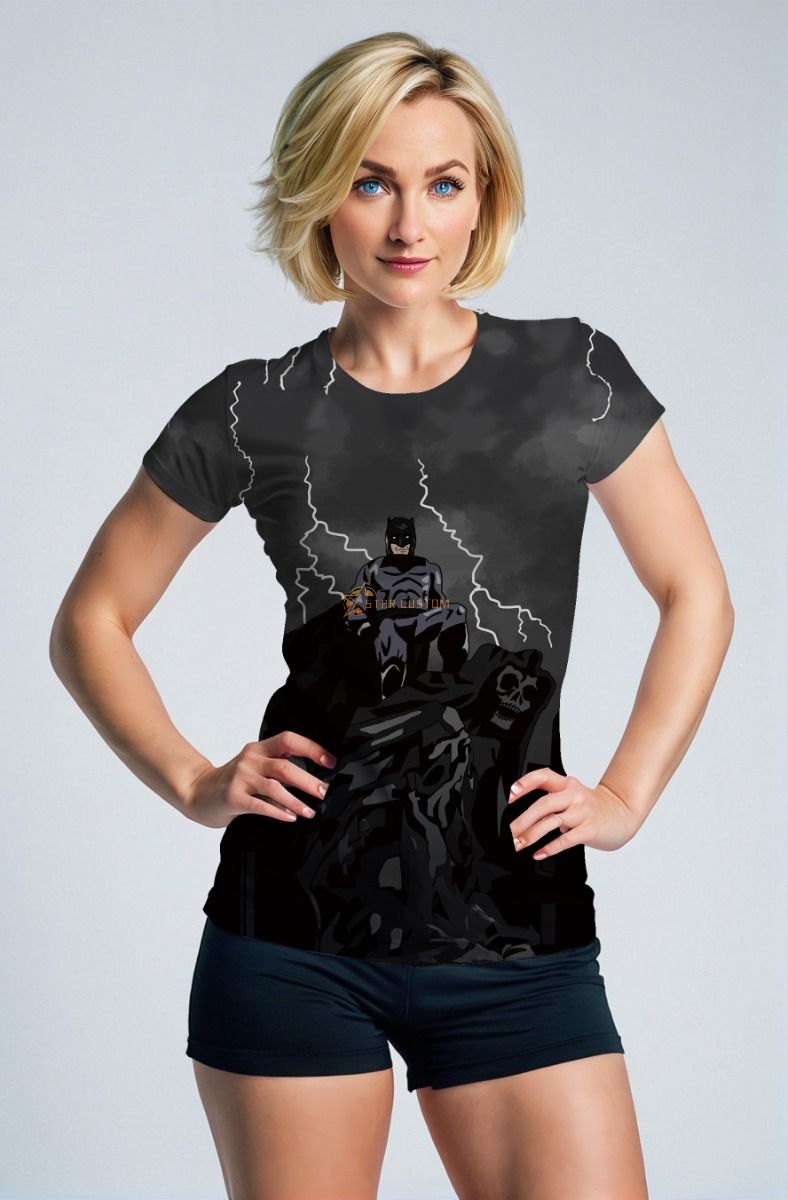 Batman Lightning Scene T‑Shirt – Charcoal Gray Casual Tee
