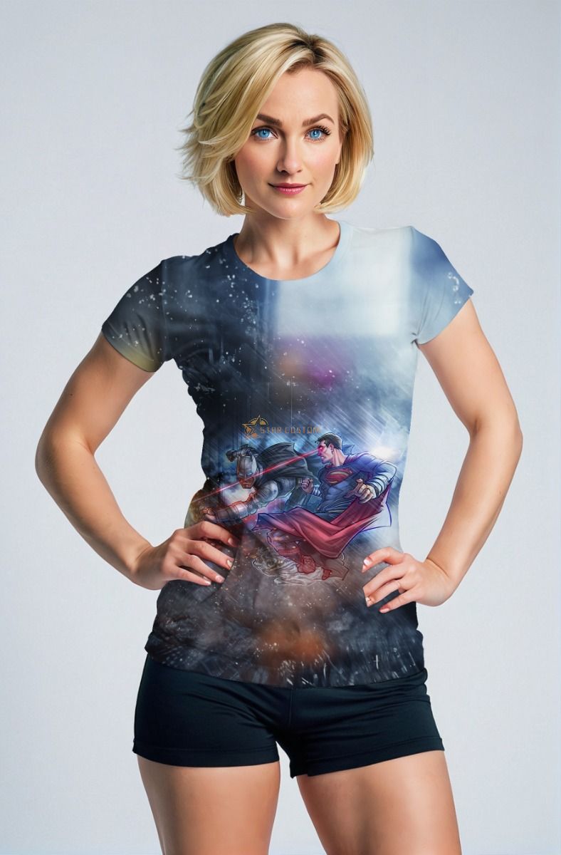 Dark Blue Superman Battle Graphic T‑Shirt