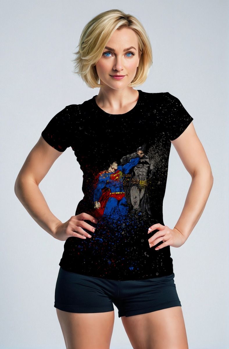 Black Superman vs Batman Battle Graphic T‑Shirt