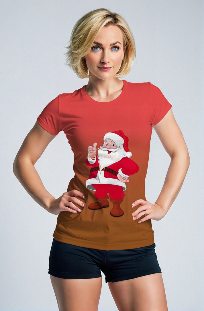 Red Santa Claus Cartoon Graphic T‑Shirt