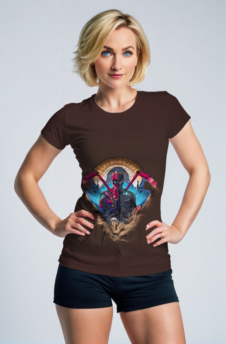 Brown Spider‑Verse Dual Hero Graphic T‑Shirt