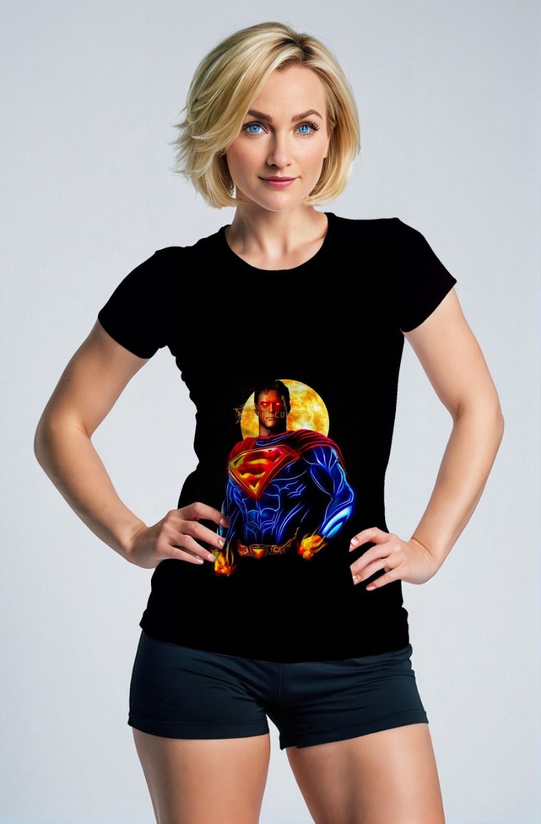 Black Fiery Superman Graphic T‑Shirt