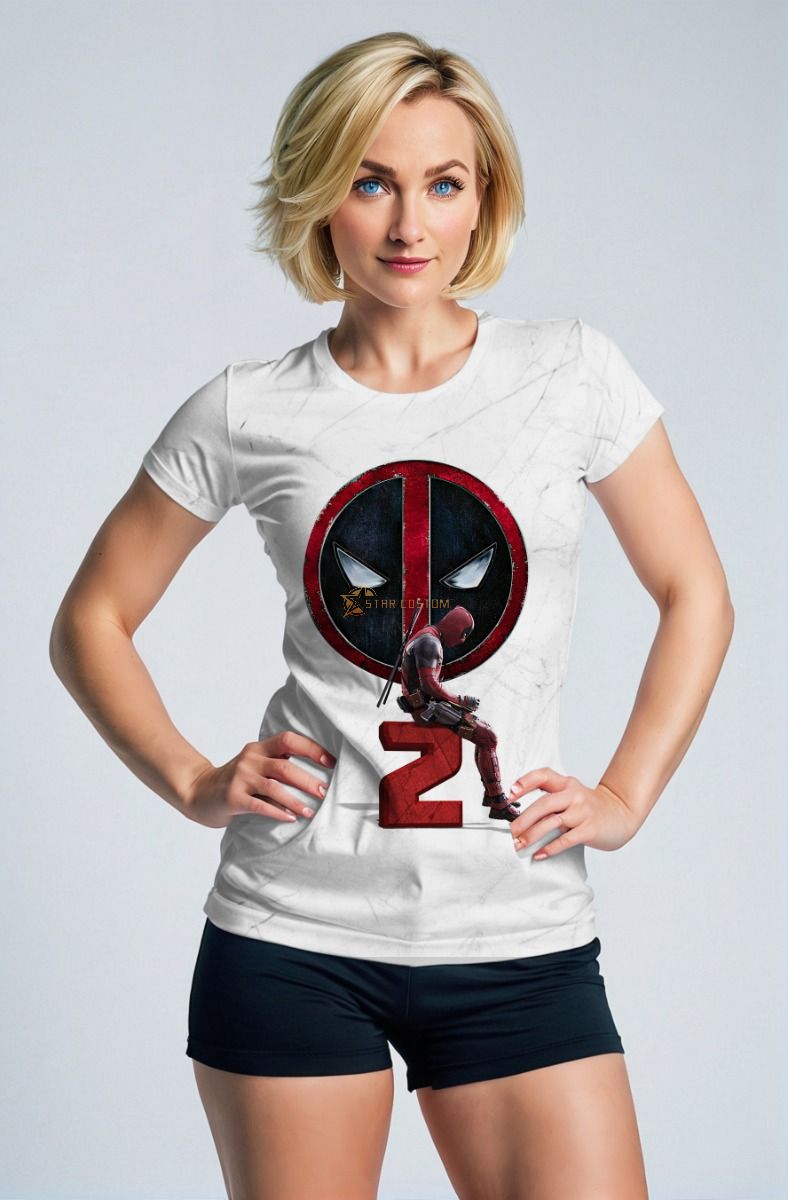 White Deadpool 2 Graphic T‑Shirt