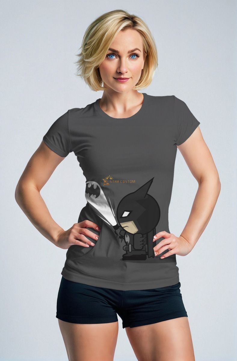 Dark Gray Chibi Batman T‑Shirt