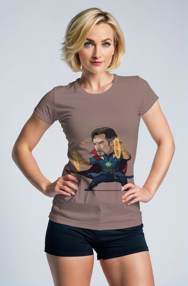 Light Taupe Chibi Strange Tee – Animated Mystic Hero Shirt