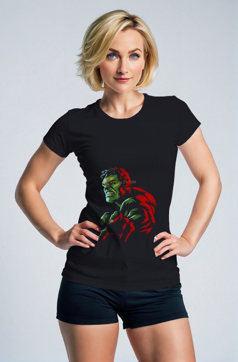 Black Gamma Fury Tee – Red & Green Hulk Shadow Print