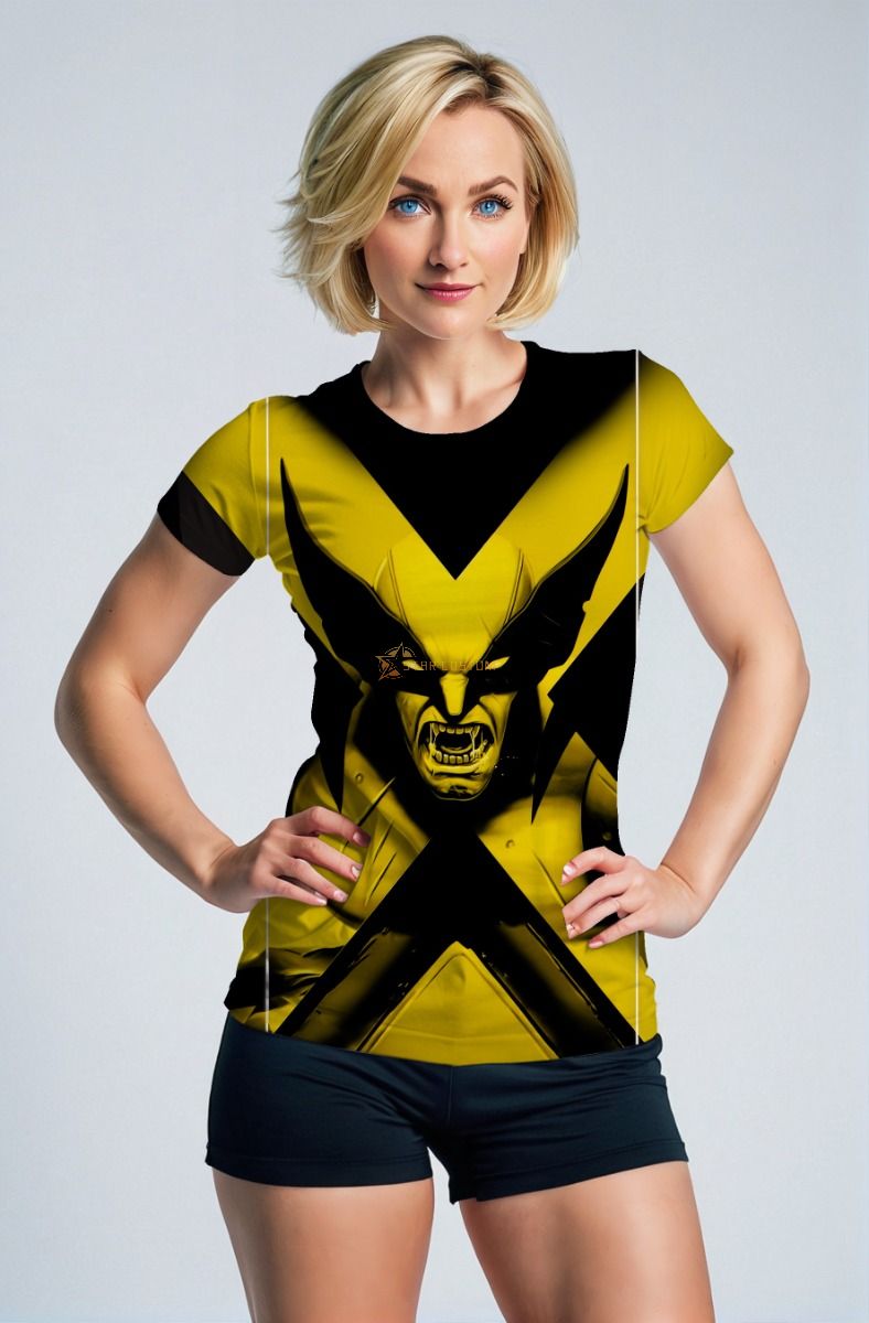Yellow Warrior Graphic Tee – Black Slash Mask Design