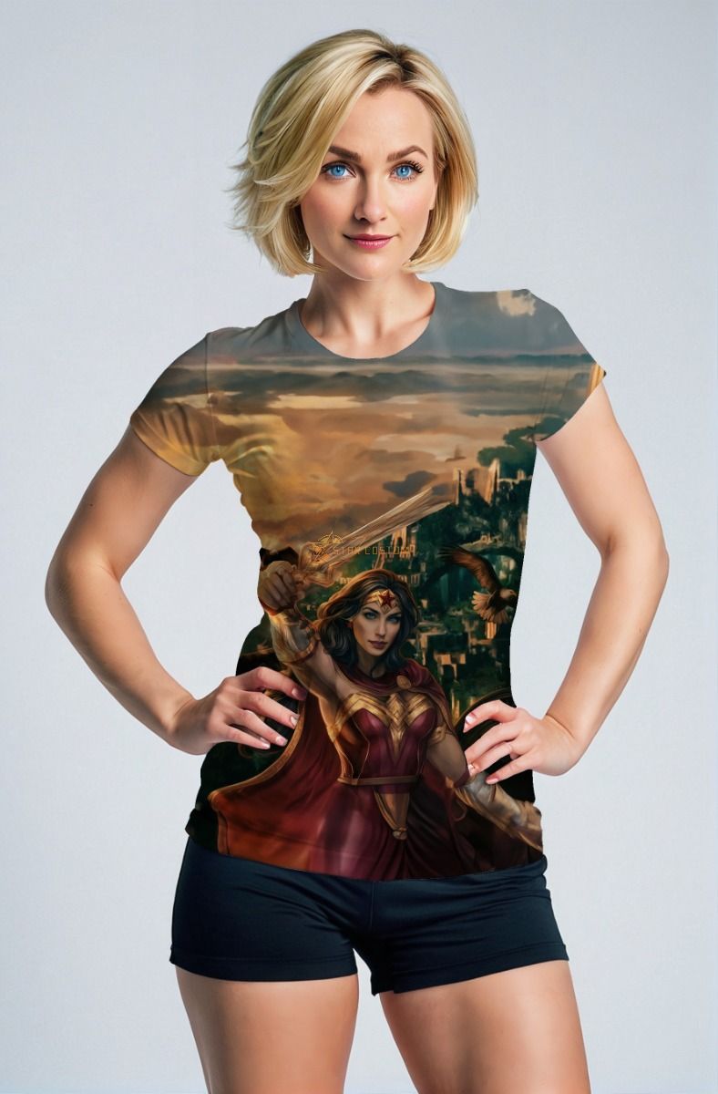 Golden-Red Tee – Fearless Warrior Goddess Illustration