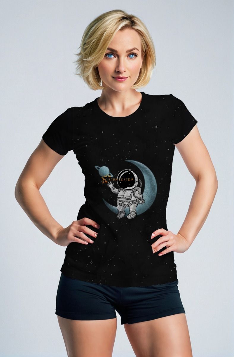 Galaxy Smile Tee – Cute Astronaut Black Edition
