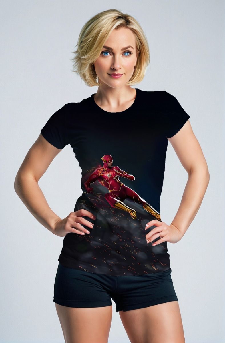 Lightning Sprint Tee – Navy Short Sleeve with Red Streak Hero Graphic