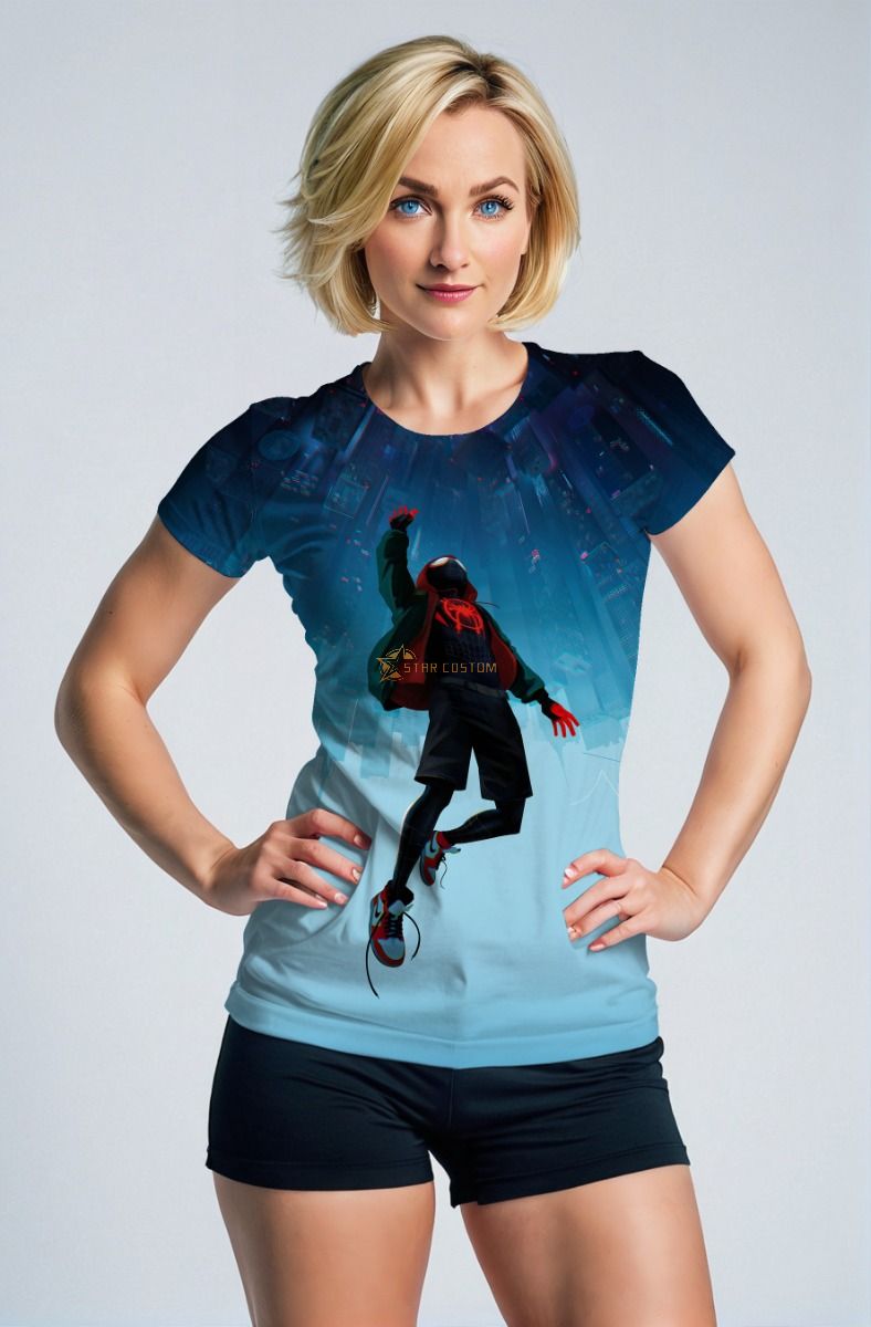 Into the Web Tee – Light Sky Short Sleeve with Leap Silhouette Print