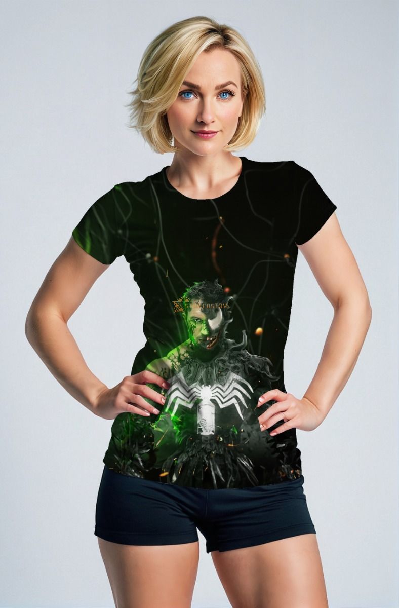 Black & Neon Green Venom Fusion Tee – Half-Human Power Shirt