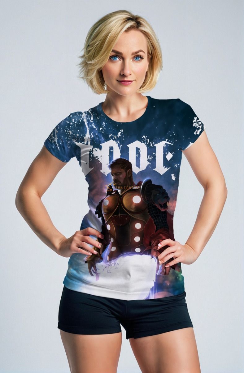 Thunder Realm Tee – Deep Blue Hero Graphic Shirt