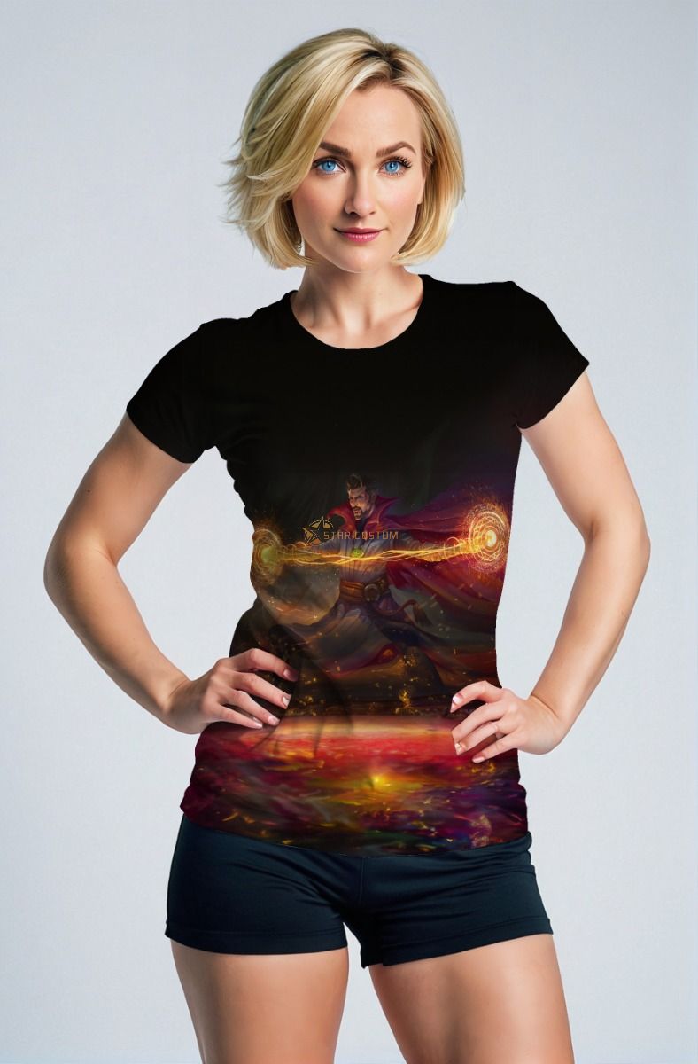 Multiverse Shift Graphic Tee – Blackout Edition with Fiery Spell Design