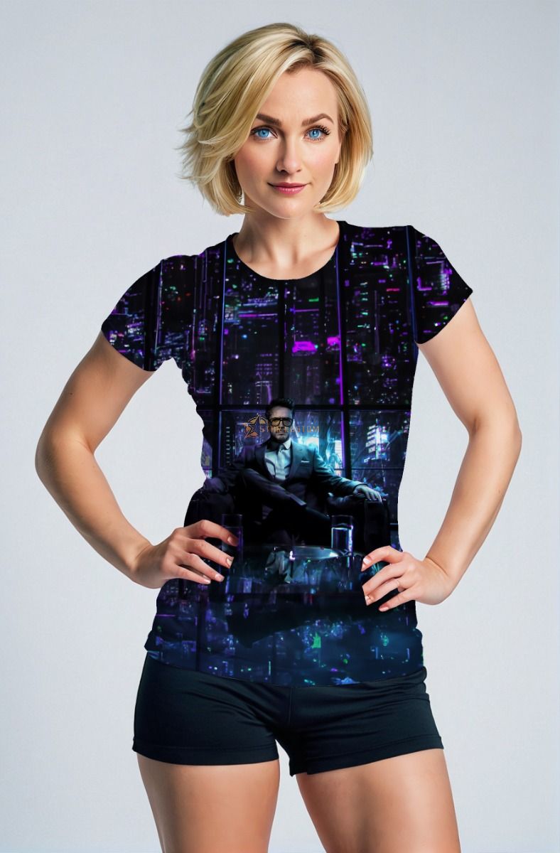 Neon Syndicate Graphic Tee – Stark Skyline White T-Shirt