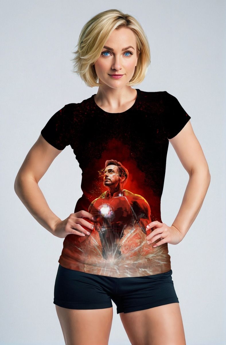 Stark Force Slim Tee – Clean White & Red Power Art T-Shirt