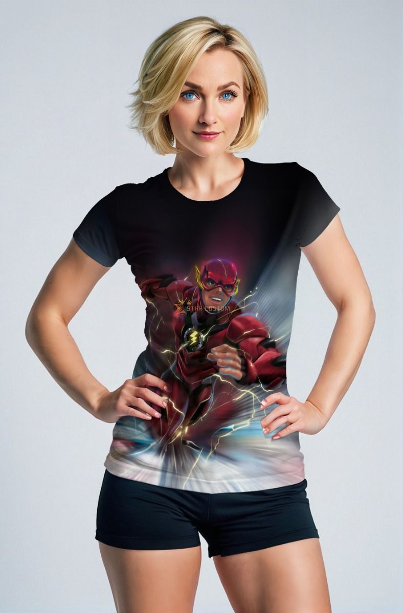 Flash Burst T-Shirt – White Base with Speed Force Red Print